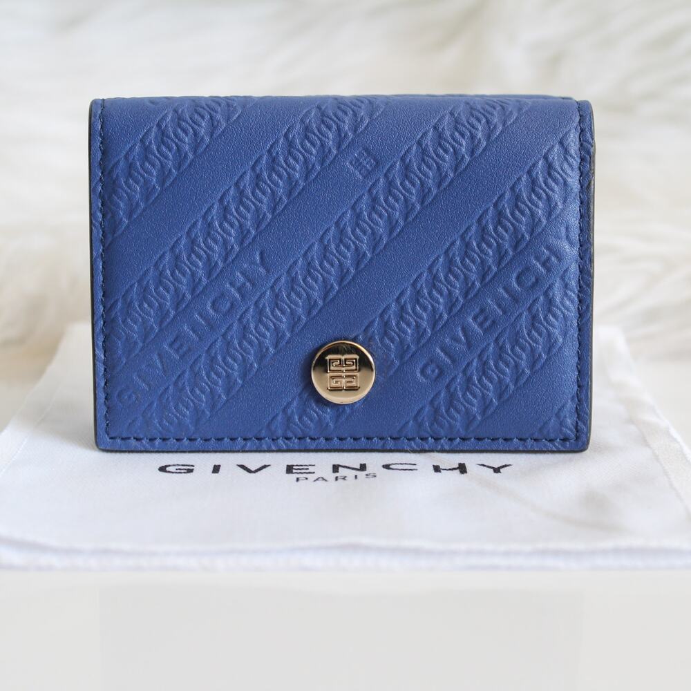 Givenchy Bond Cobalt Blue Logo Embossed Mini Compact Wallet